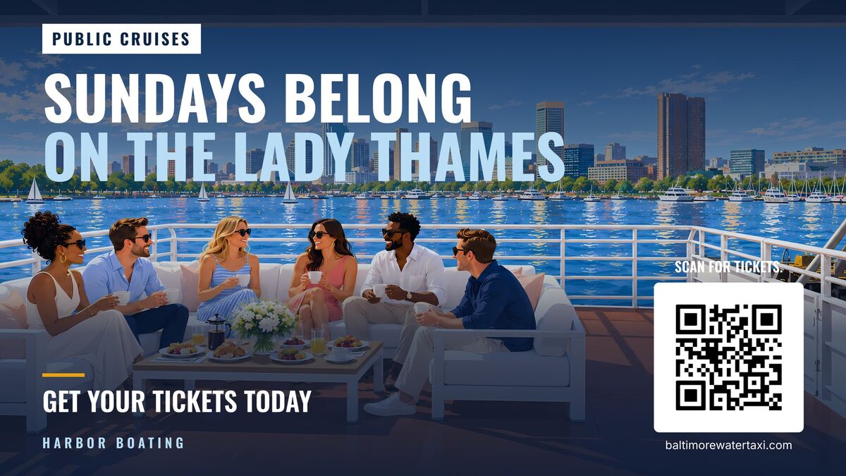 Screen slide: Sundays belong on the Lady Thames, get your tickets today